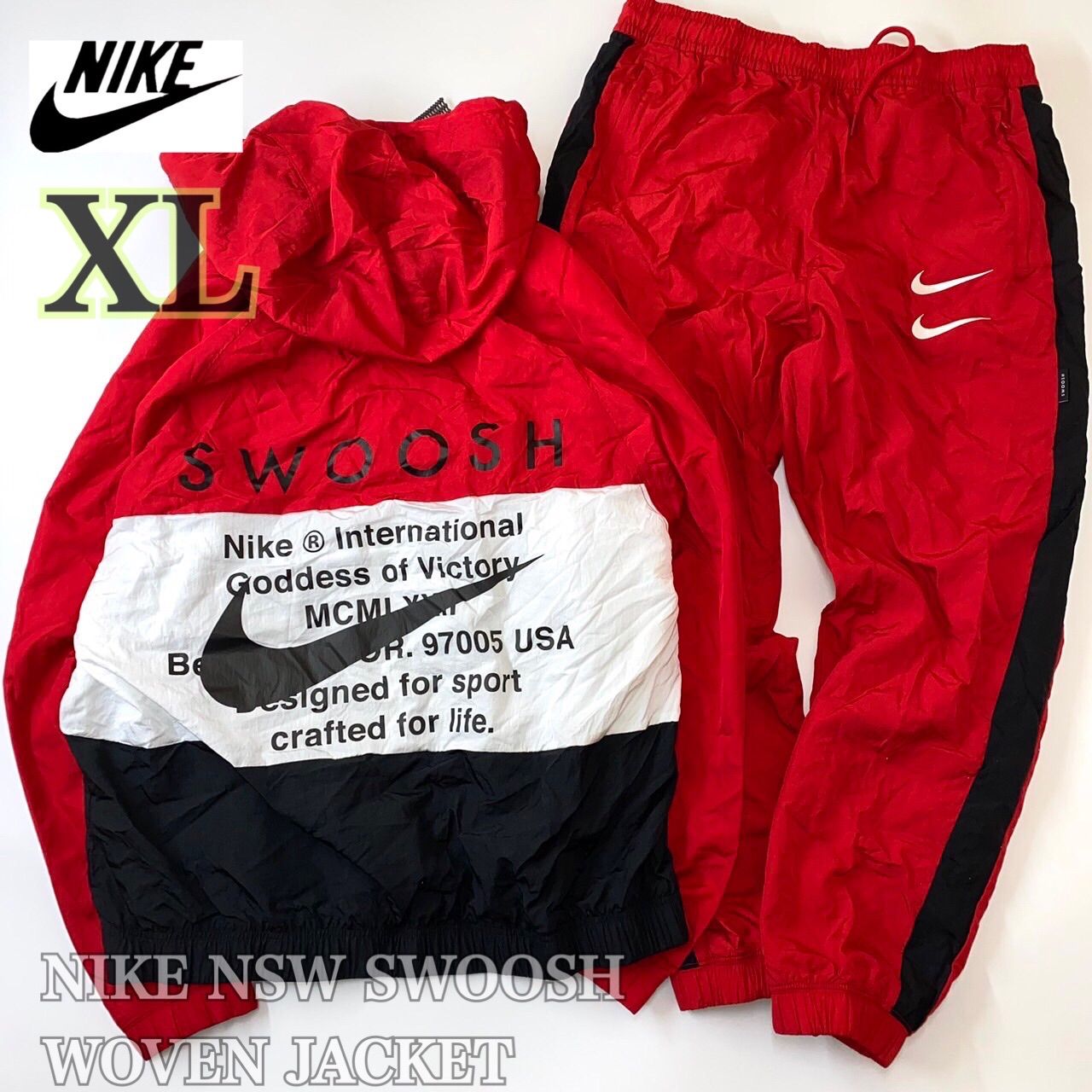 大人気】NIKE NSW SWOOSH WOVEN JACKETナイキ ウーブンジャケット セットアップ  バックプリント（DD1089-657/DD5125-657）赤XL - メルカリ