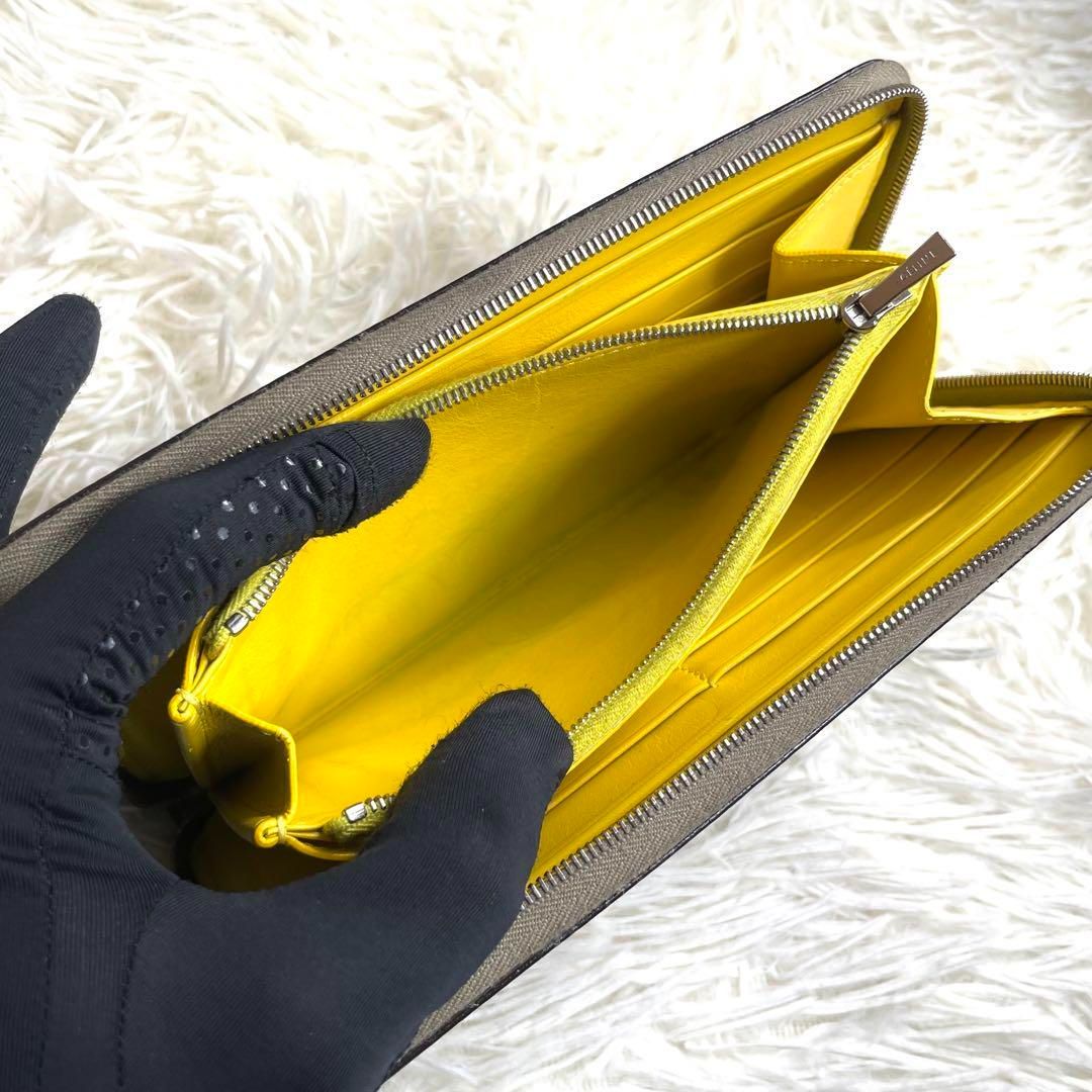 【美品】 CELINE セリーヌ ジップアラウンドウォレット 黒×黄 長財布 美品】 CELINE セリーヌ ジップアラウンドウォレット 黒×黄 長