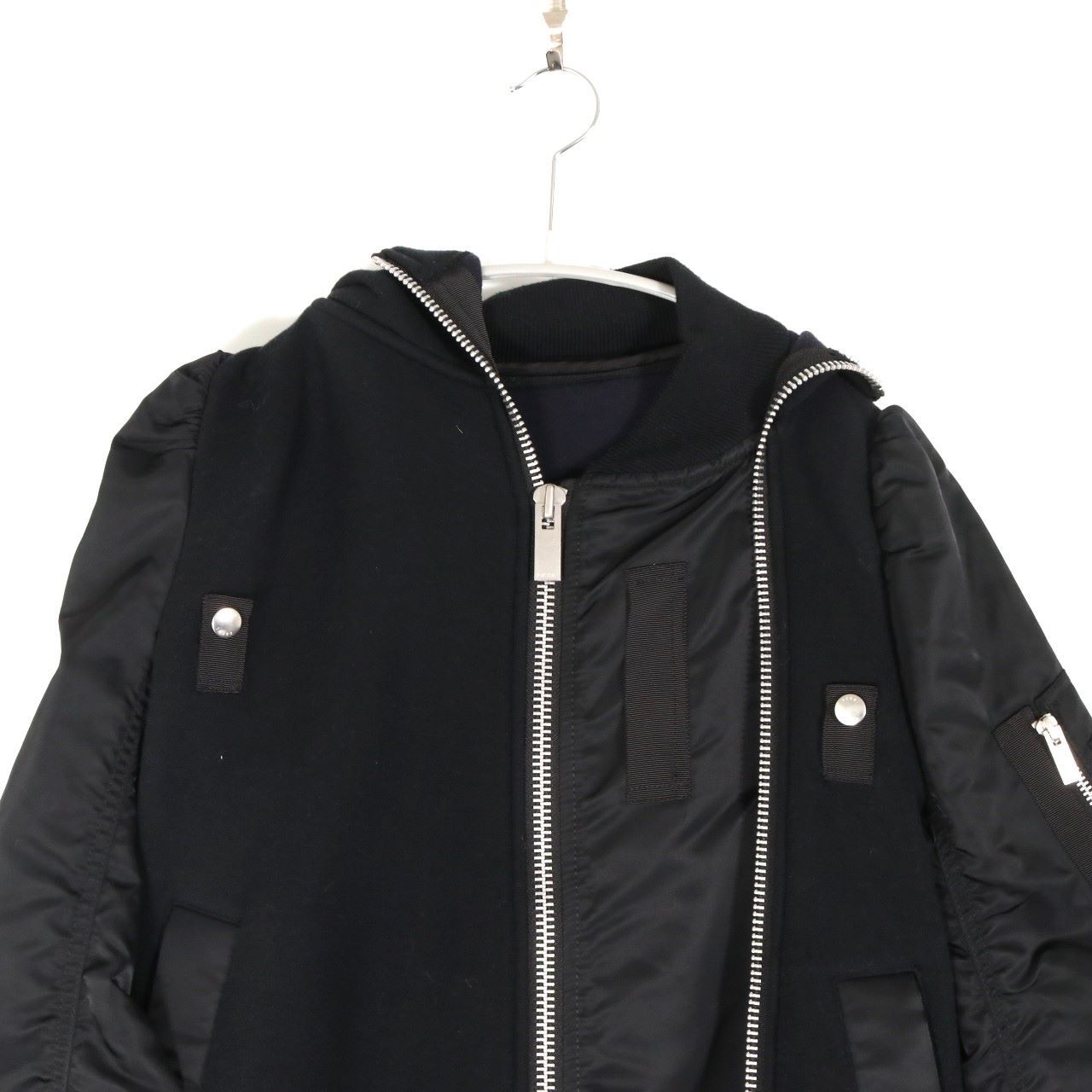 sacai(サカイ) 21AW Nylon Twill × Sponge Blouson スウェット MA-1 黒 sacai(サカイ) 21AW Nylon Twill × Sponge Blouson スウェット MA-1 黒