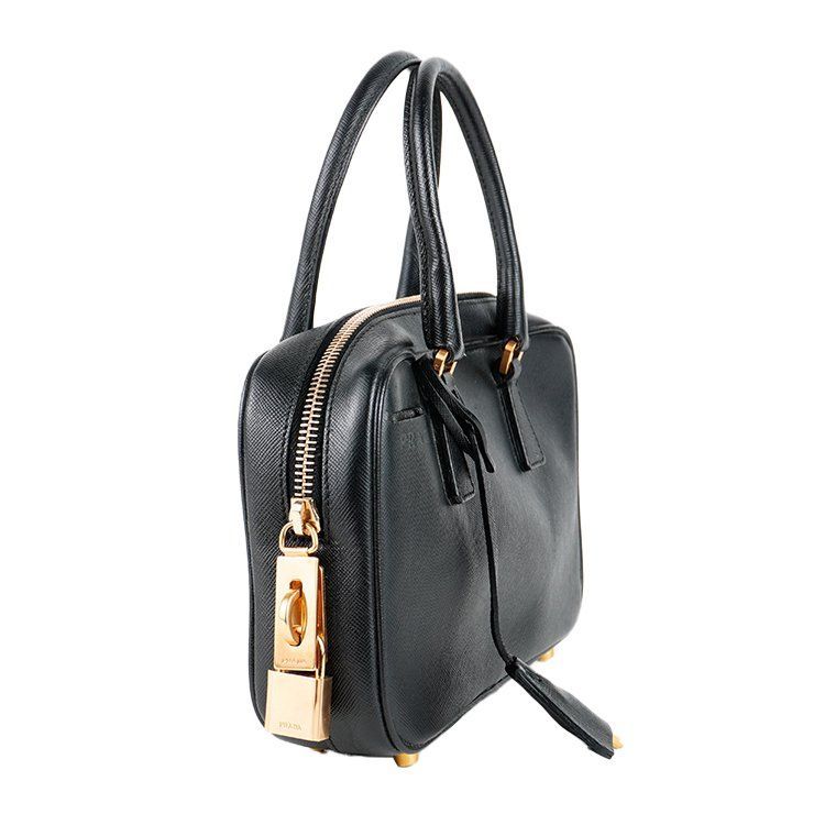 良品】PRADA サフィアーノレザーミニハンドバッグ ブラック 