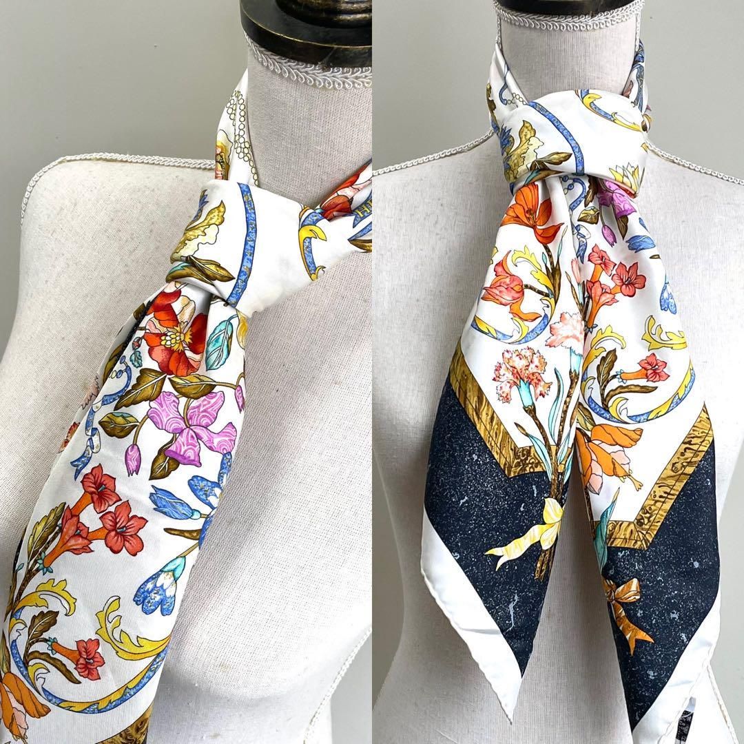 エルメス スカーフ カレ90 東洋の石と西洋の石細工 シルク FE343