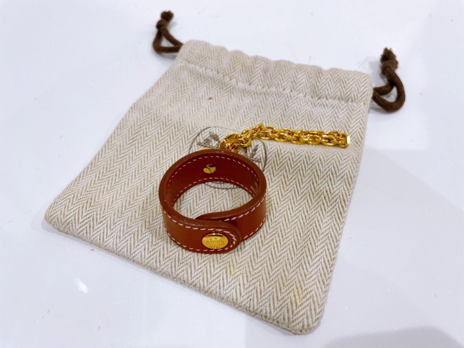 HERMES エルメス グローブホルダー レザー ゴールド