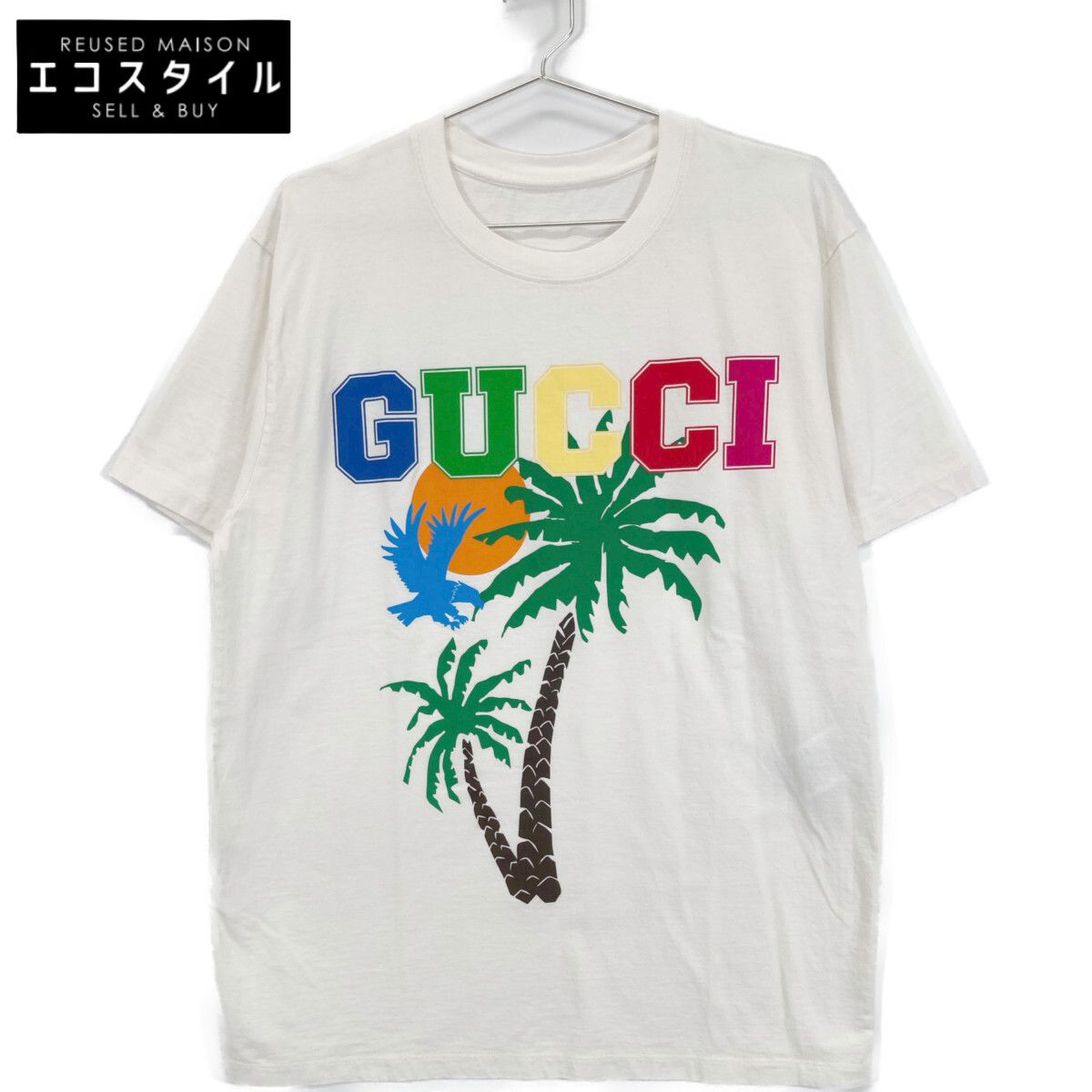 GUCCI グッチ 548334 ﾛｺﾞ ﾔｼの木 ｲｰｸﾞﾙﾌﾟﾘﾝﾄ 半袖Tｼｬﾂ S