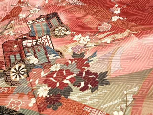 振袖フルセット豪華振袖　雪輪御所車花文　暈し染め　金彩　鈴乃屋扱い　正絹 振袖フルセット豪華振袖 雪輪御所車花文 暈し染め 金彩 鈴乃屋扱い