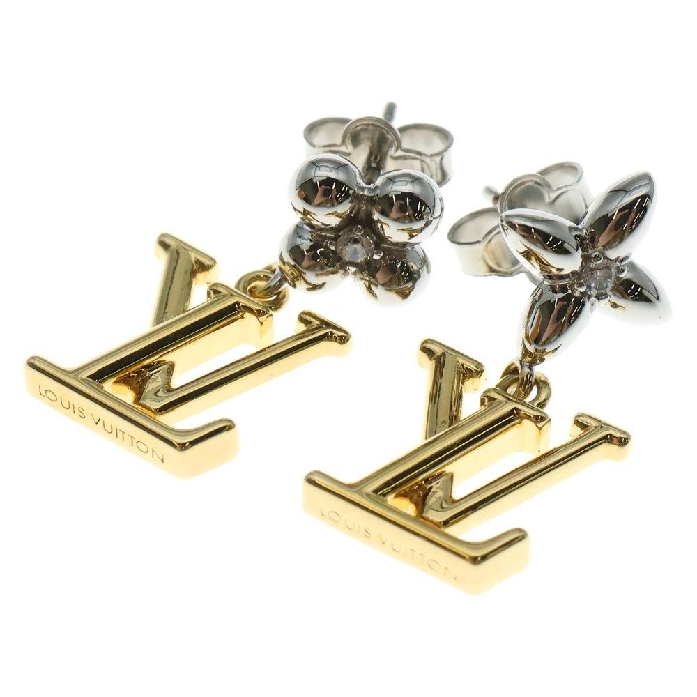 LOUIS VUITTON ルイヴィトン ピアス パンダント LVアイコニックフラワー ピアス ゴールド×シルバー GP メタル M01287 アクセサリー レディース
