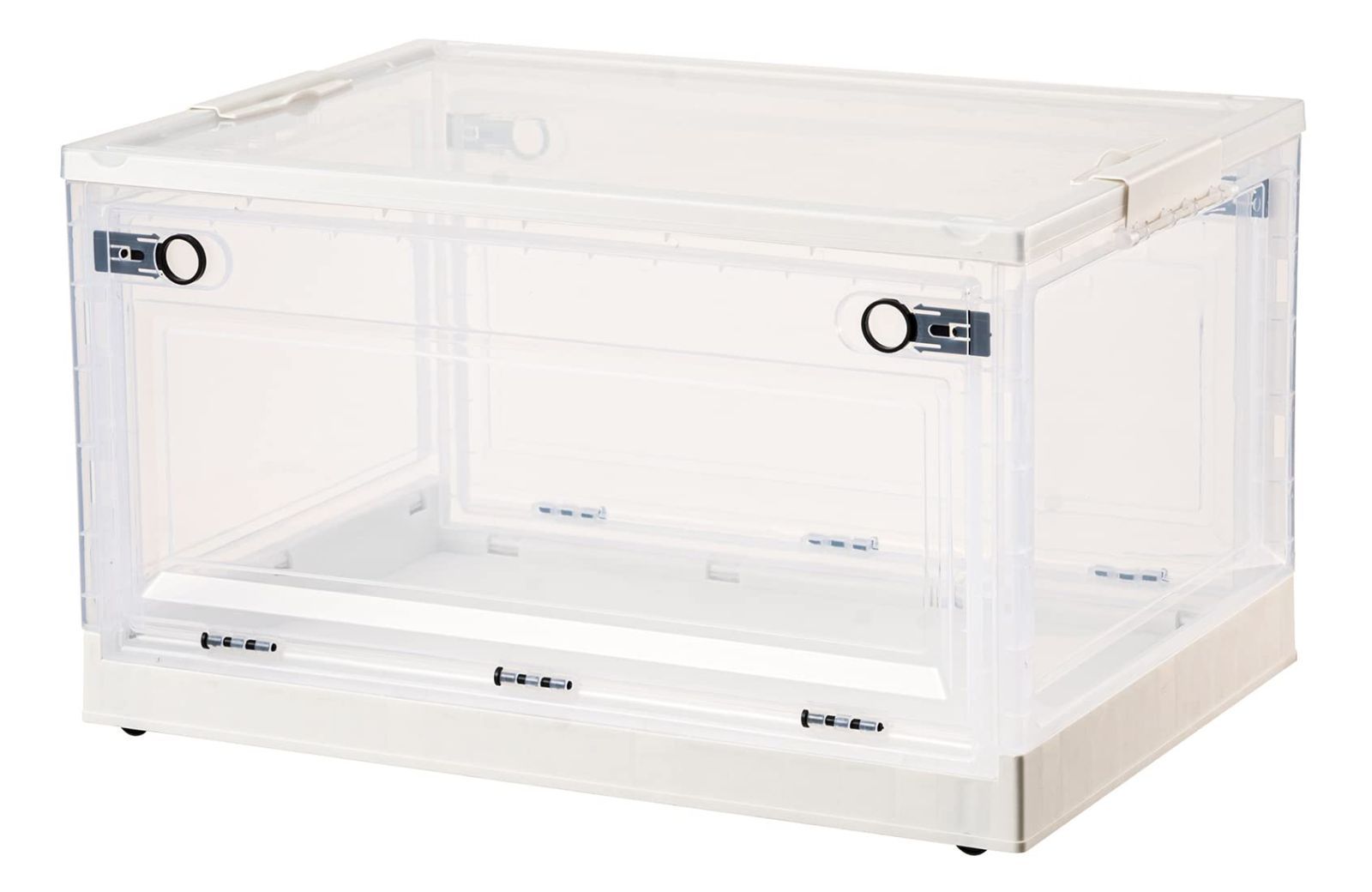 新着商品 収納ケース 収納ボックス 28L 折り畳み 収納コンテナ 衣装収納ケース プラスチック 蓋付き 透明 収納ボックス ホイール付き フリップオープン可能 収納 仕上げ ボックス 多機能 コンテナ ボックス バルク39x29x23.5cm ホワイト