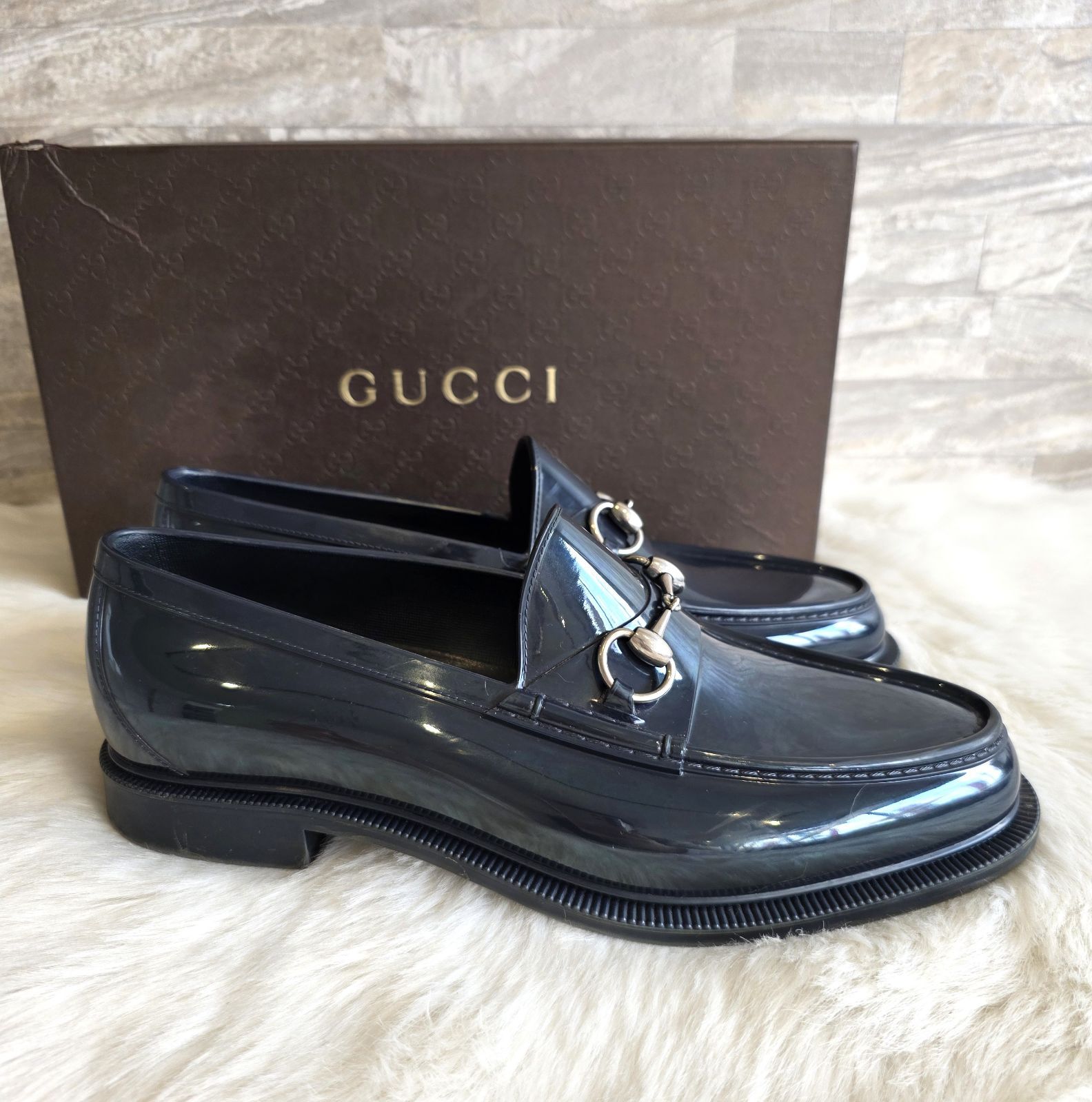 ☆GUCCI(グッチ) レインシューズ ラバー素材 ホースビット付き