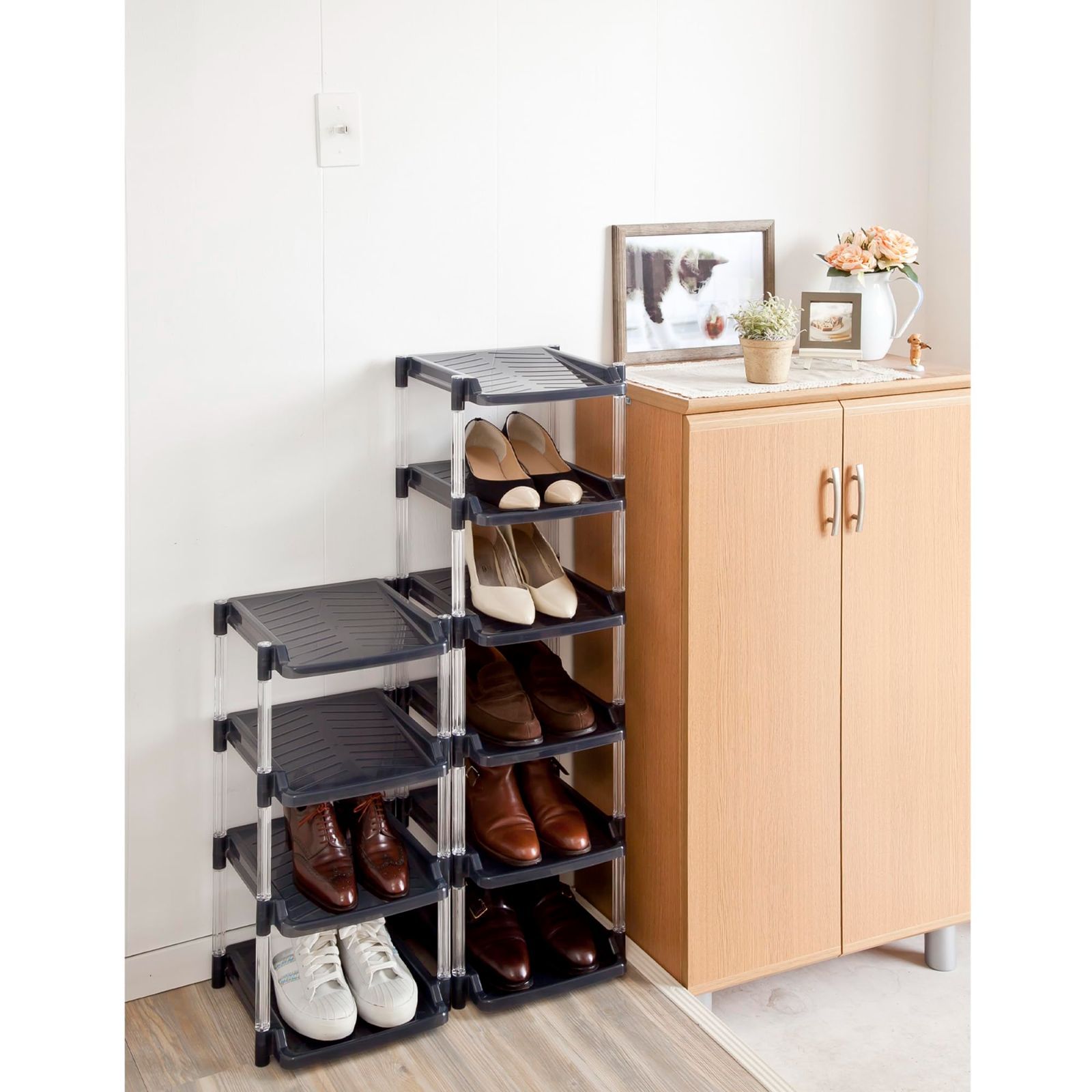 新発売鳥用【数量限定】10段 大容量 スリム 収納 グレー】シューズラック 靴箱 シューズラック10段 クリスタル 省スペース日本製 平和工業【たっぷり収納 トレイルランニング