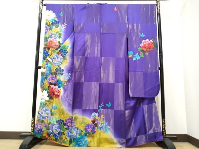 豪華振袖　作家物　絞り　舞花文　暈し染　金彩　着丈167.5cm　正絹 豪華振袖 作家物 絞り 舞花文 暈し染 金彩 着丈167.5cm 正絹