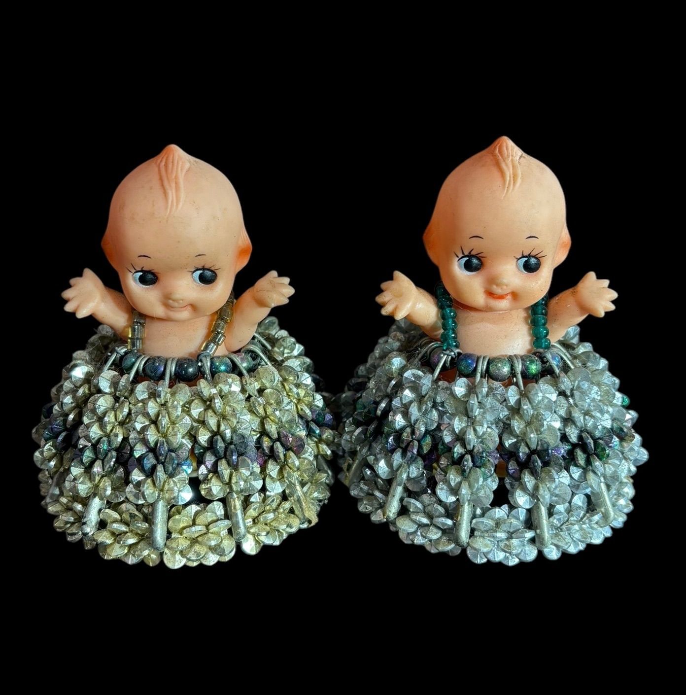 2体セット】キューピー人形 ハンドメイド ドレス ビーズ作品