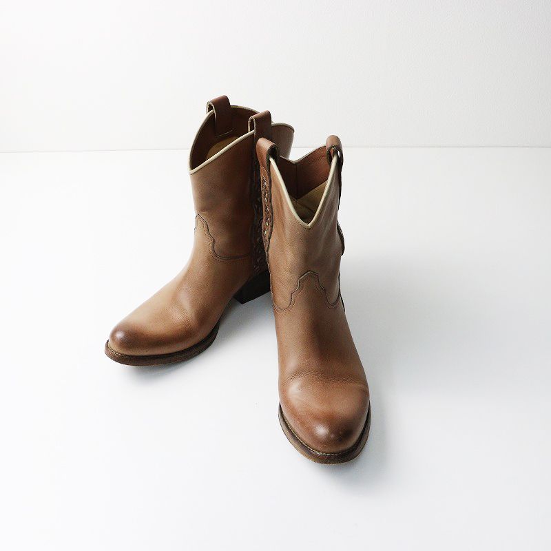 サルトル SARTORE ミドル丈 刺繍 ウエスタンブーツ 36.5/ブラウン系 本