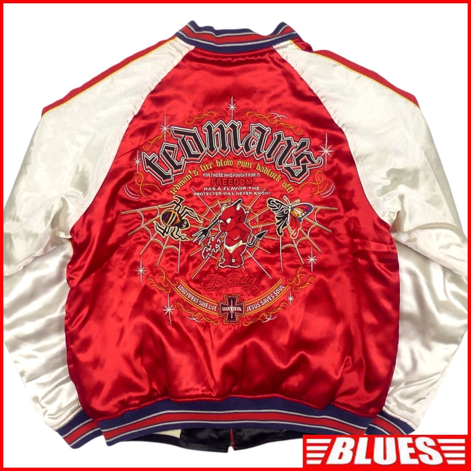 Tedman テッドマン スカジャン リバーシブル 刺繍 赤 黒 レッド