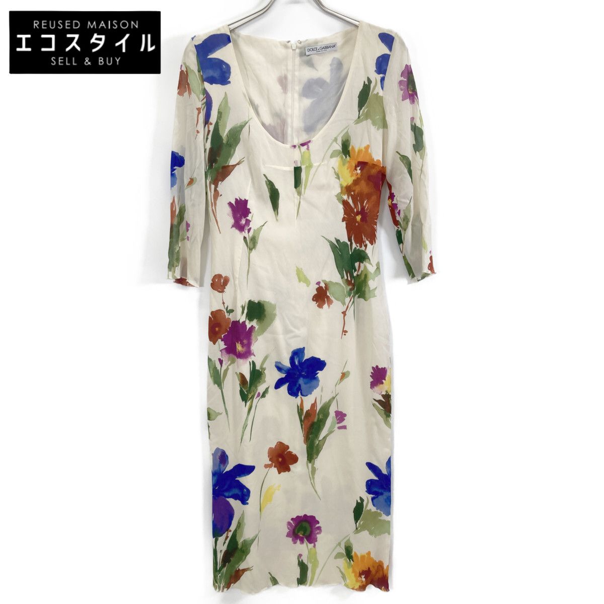 DOLCE-GABBANA ドルチェアンドガッバーナ 花柄 ｼﾙｸ ﾜﾝﾋﾟｰｽ 46