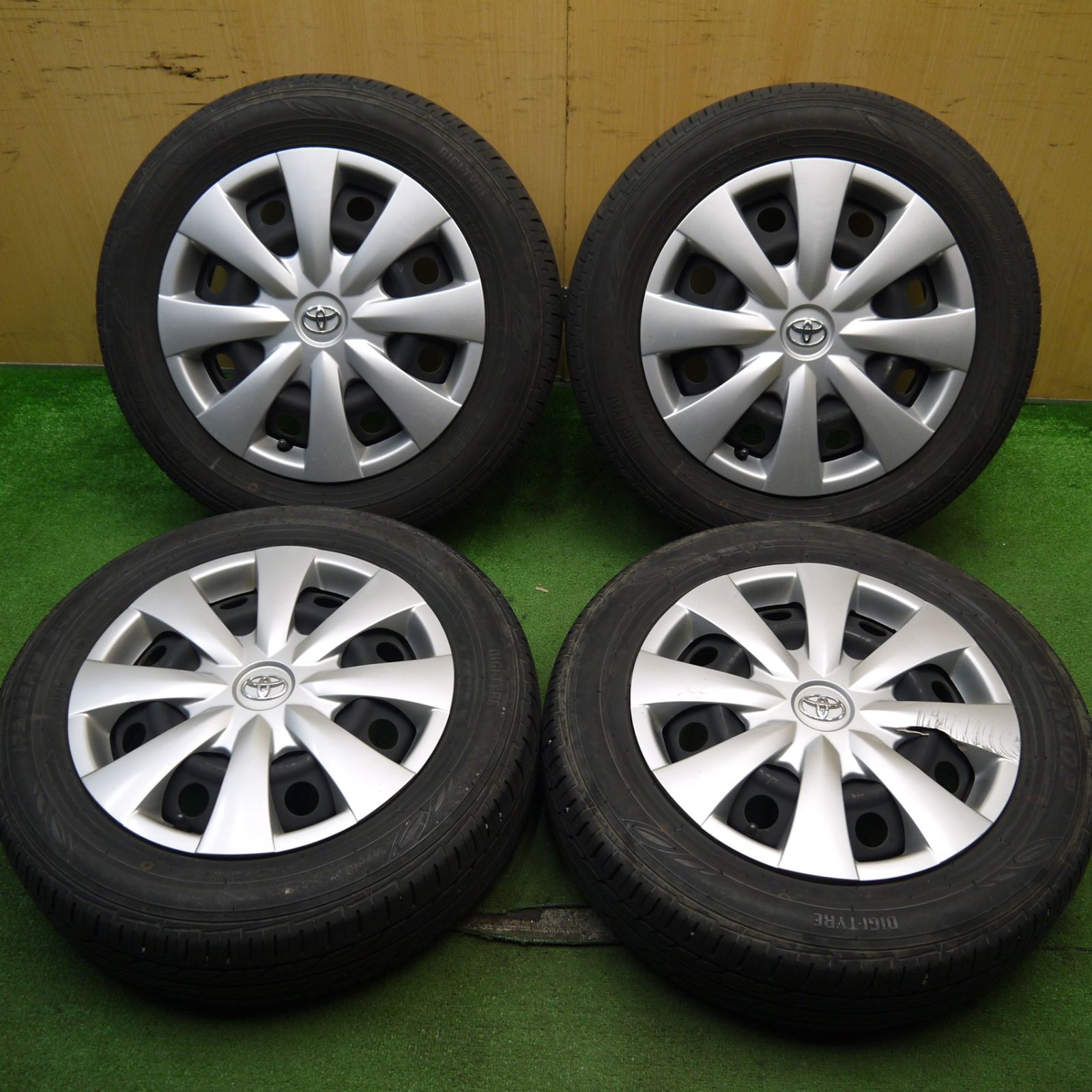 バリ溝 21年 8.5分 トヨタ カローラ アクシオ 純正 スチール 175|65R15 ダンロップ EC202 15インチ PCD100|4H 5052101Hノ