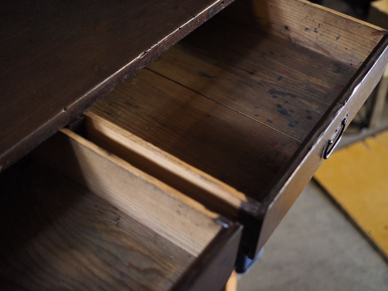 天板欅材アンティーク書斎机