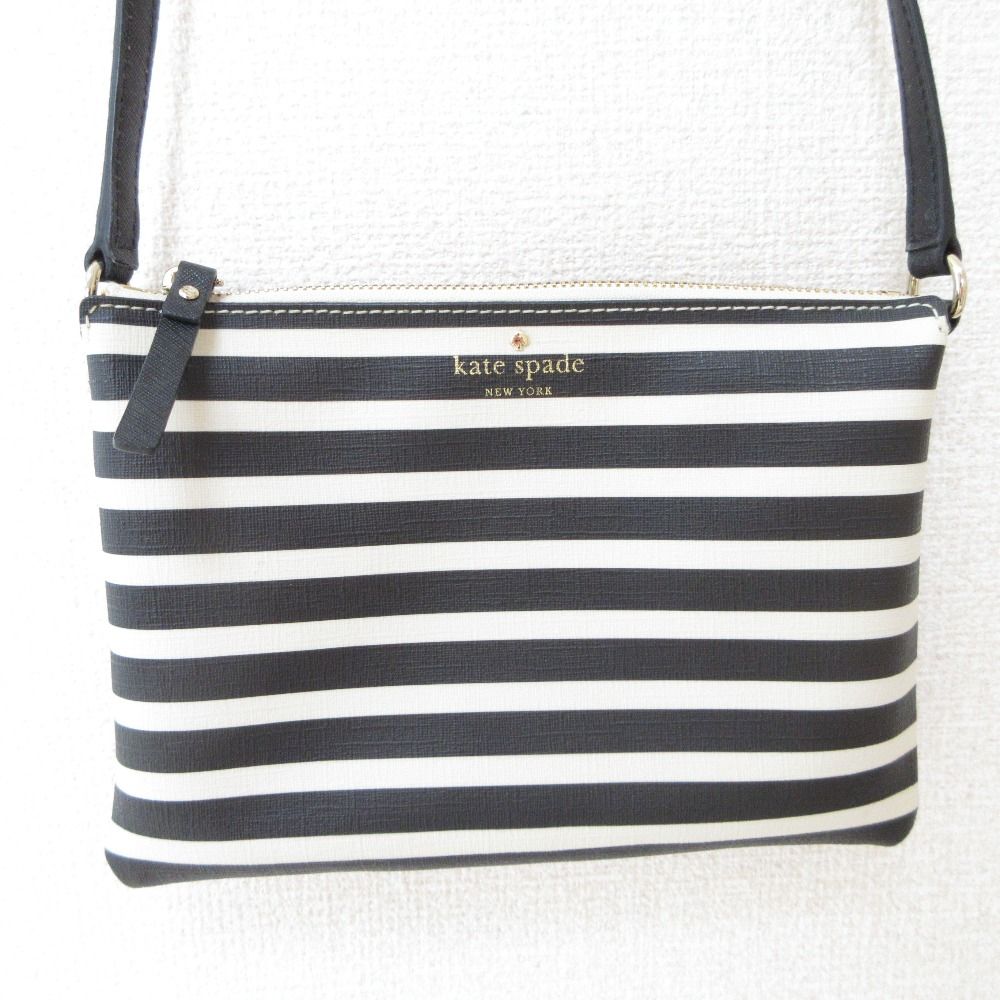 良品 kate spade ケイトスペード ボーダー ショルダーバッグ ポーチ 