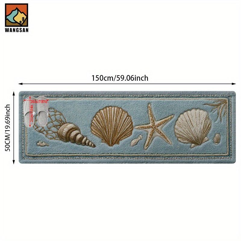バスマット ポリエステル 洗濯機洗浄 滑り止め スターフィッシュ 貝殻 ヒトデ バスルーム 玄関 キッチン リビングルーム 長方形 アメリカン 海好き シック北欧 シンプル