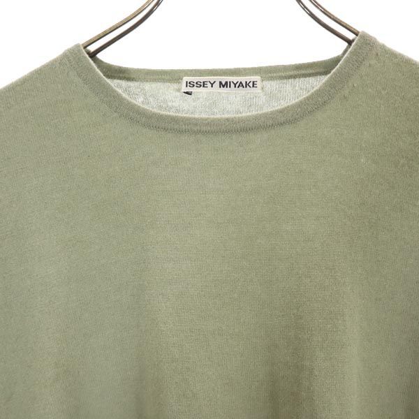 イッセイミヤケ カシミヤ100％ 長袖 ニット L モスグリーン ISSEY MIYAKE セーター レディース 古着 中古 イッセイミヤケ カシミヤ100％ 長袖 ニット L モスグリーン