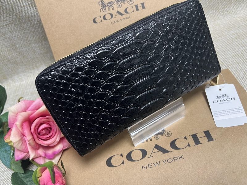 コーチ COACH 長財布 財布 スネーク型押し クロコダイル レザー