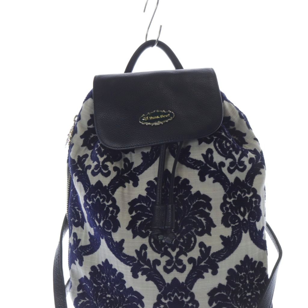 【美品】Think Bee! シンクビー リュックサック ノエル シンクビー! Think Bee 花柄 リュックサック 切替 紺 ネイビー
