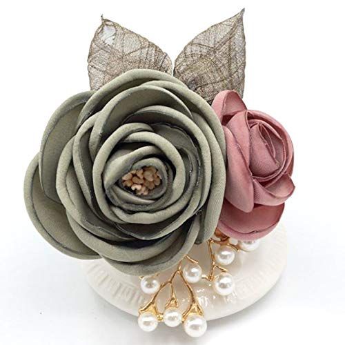 【人気商品】[Amalet Roses] コサージュ 卒業式 入学式 卒園式 結婚式 フォーマル パール 2輪 ローズ リーフ 葉っぱ 母の日