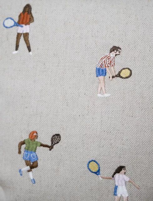 FINE LITTLE DAY TENNIS EMBROIDERED CUSHION COVER no.1693 48x48cm クッションカバー ファインリトルデイ 北欧デザイン 刺繍 テニス 北欧 おしゃれ おすすめ かっこいい お洒落 オシャ NEXPOTALLINN_EU