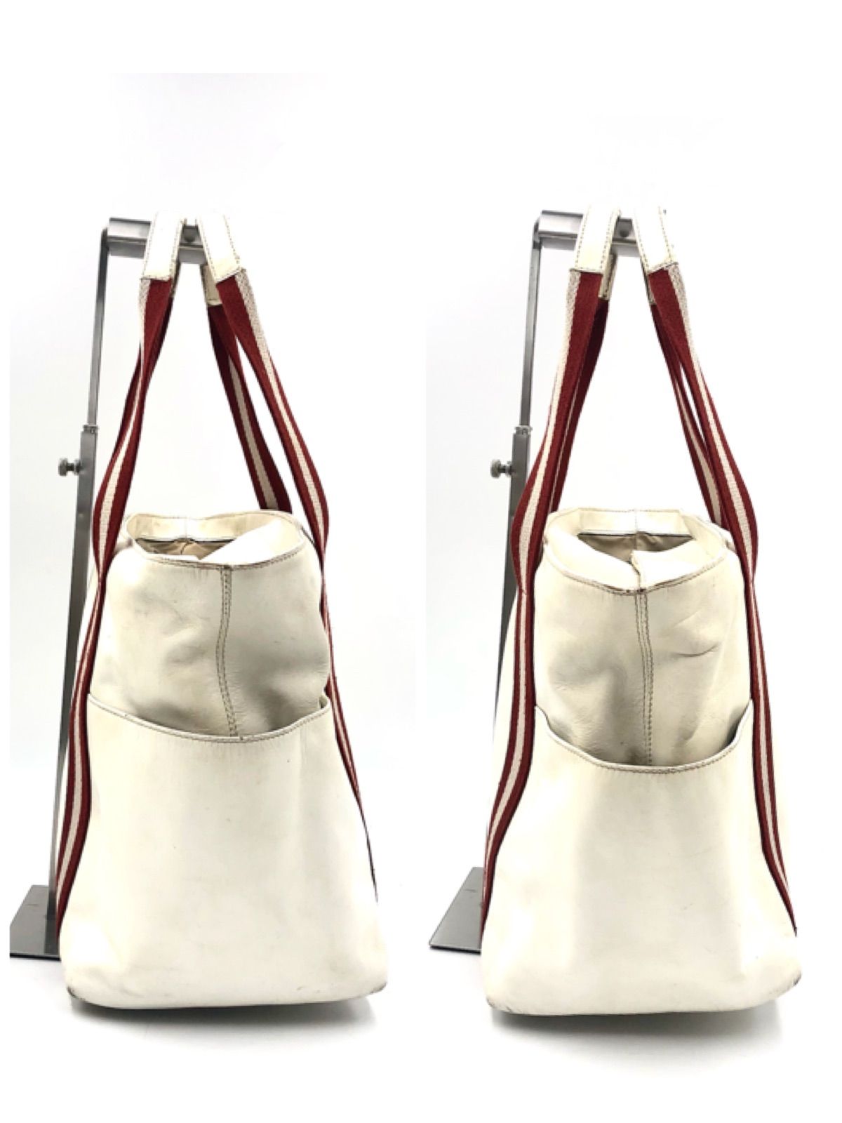 【美品】BALLY ストライプトート　トレインスポッティング　レザー 583 24SS NEW】BALLY/ストライプ キャンバス＆レザー トートバッグ