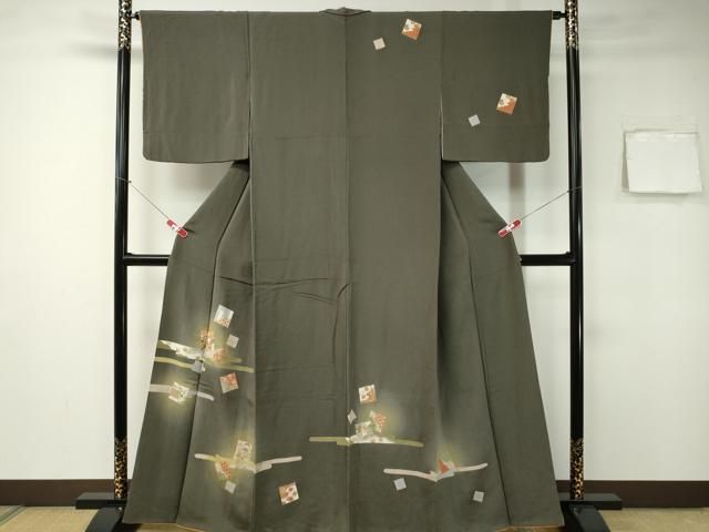 平和屋着物□訪問着 駒刺繍 源氏香 草花文 暈し染め 金糸 鬼しぼ縮緬  