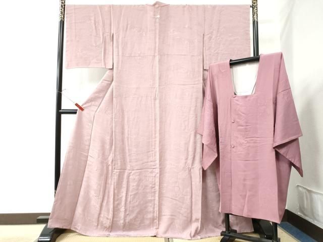 平和屋着物＃道行コート リバーシブル ビロード 霞地紋 蘇芳色 黒地