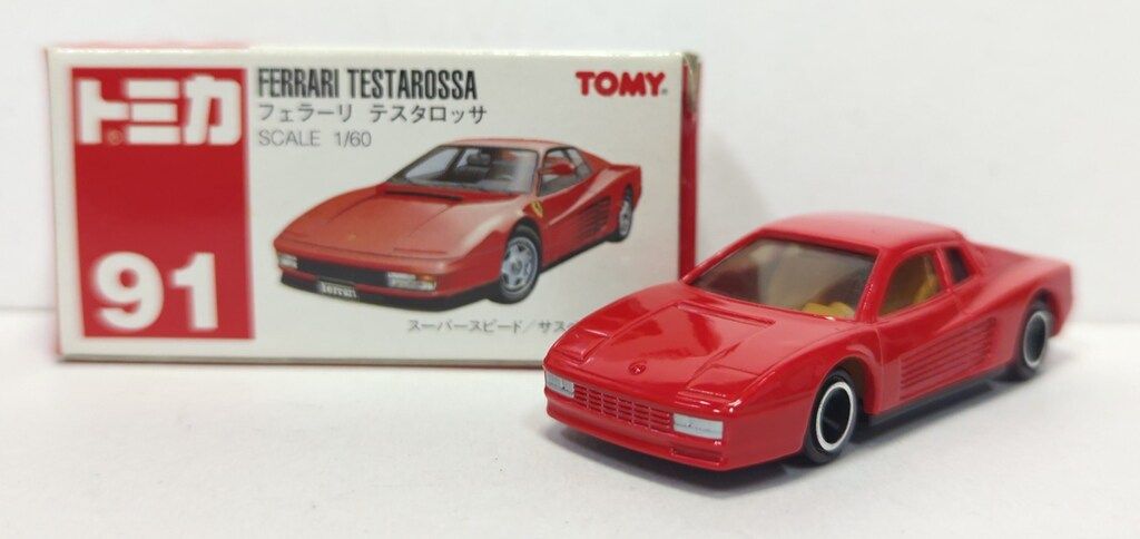 TOMY トミカ赤箱中国製 フェラーリ テスタロッサ|赤 肌色ピンク内装 モス窓 91-2-24