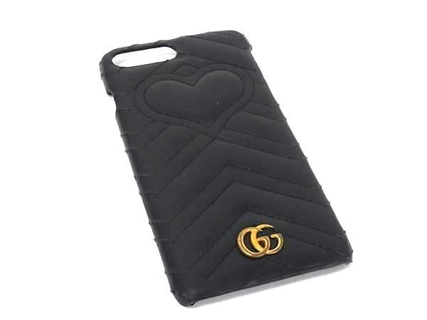GUCCI グッチ GGマーモント レザー i phone 8 Plus 対応 スマホケース アイフォンケース レディース ブラック系 FD2818 GUCCI グッチ GGマーモント レザー i phone 8 Plus 対応 スマホケース