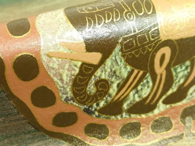 平和屋本店■極上　石川県指定無形文化財　牛首紬　白山工房　手織り　全通柄袋帯　象　金彩　逸品　DZAA6515kh5 平和屋本店□極上 石川県指定無形文化財 牛首紬 白山工房 手織り 全通