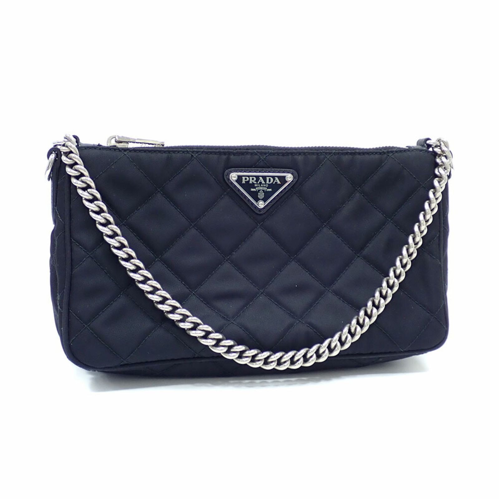 プラダ Prada プラダ チェーンハンドバッグ レディース ネロ ナイロン レザー 1BH026 ショルダー キルティング ブラック 黒