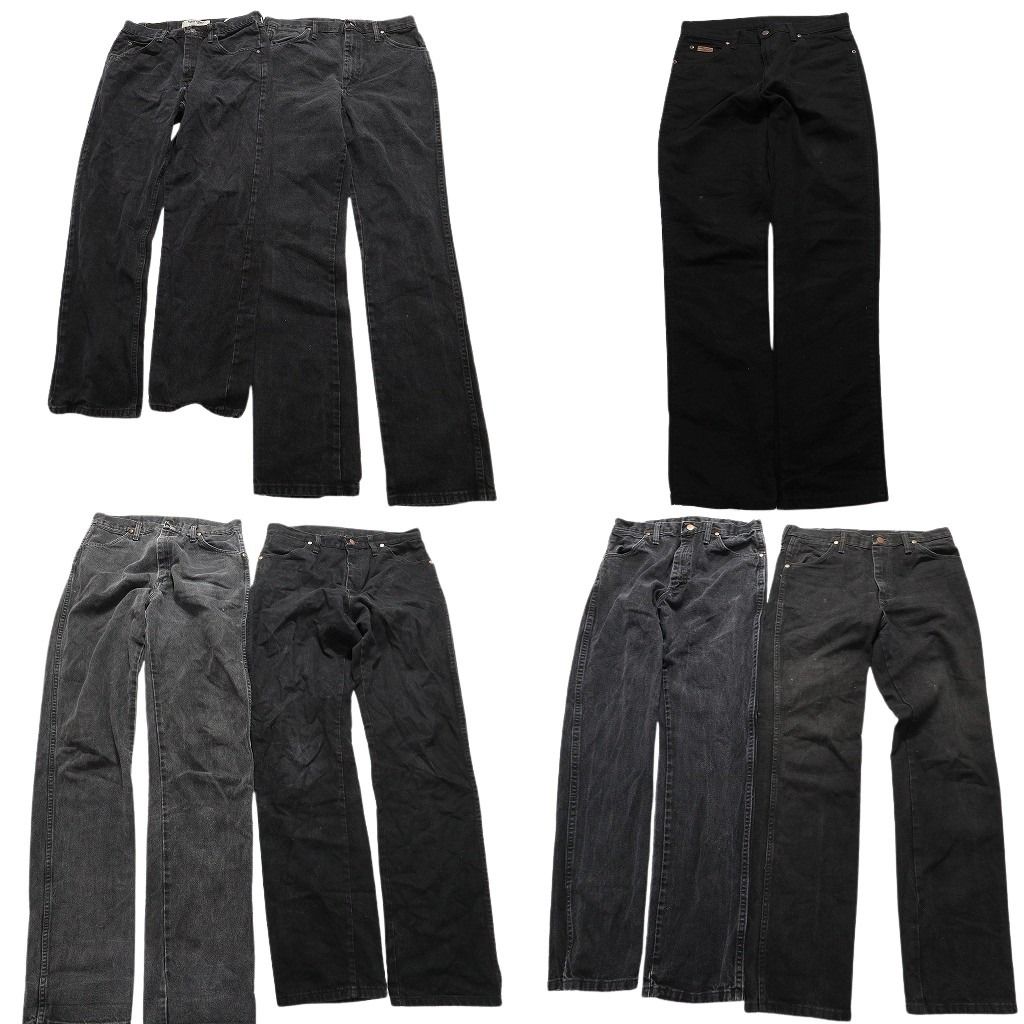 古着卸 Wrangler ラングラー ブラックデニム パンツ 7枚セット メンズ 31 |32 アメカジ フェード 革パッチ 古着 NA5910