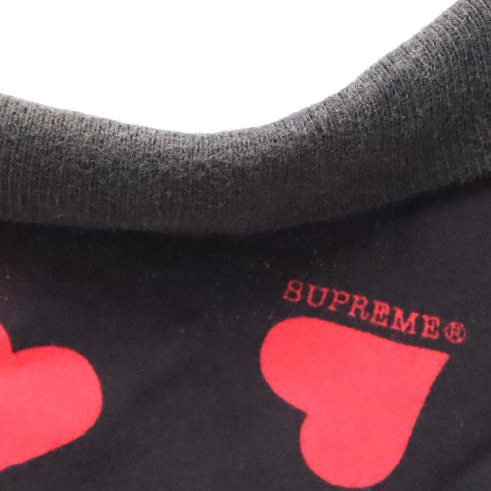 SUPREME (シュプリーム) 17SS Hearts Rayon Shirt White 総柄 ハート レーヨン 半袖シャツ ブラック