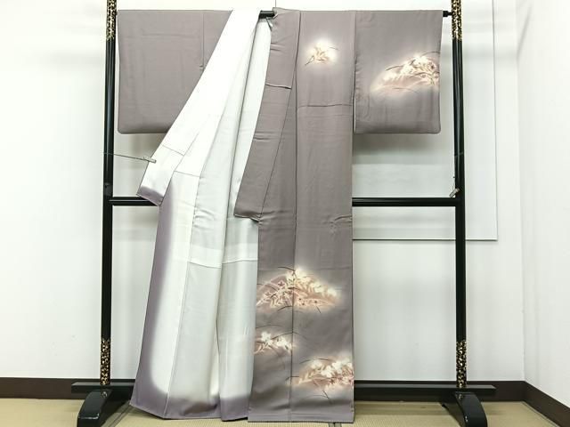 平和屋着物□訪問着 京名所草花文 暈し染め 黒地 金彩 正絹