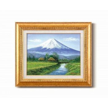 田所 洋油絵額F6金 富士 忍野 1103540