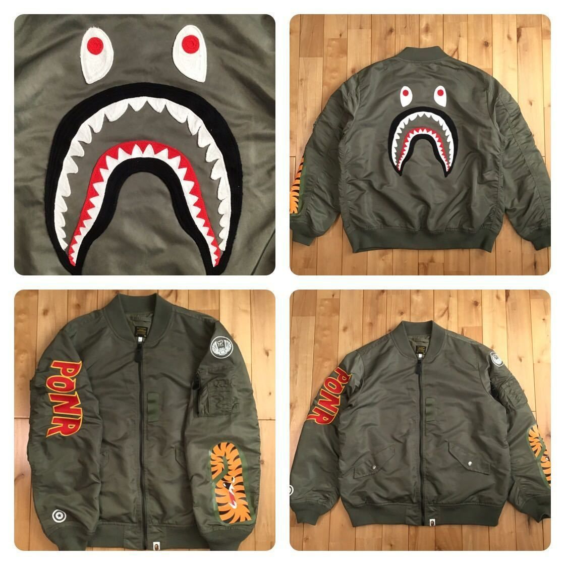 国内正規品 SHARK MA-1 bomber jacket Lサイズ カーキ a bathing ape