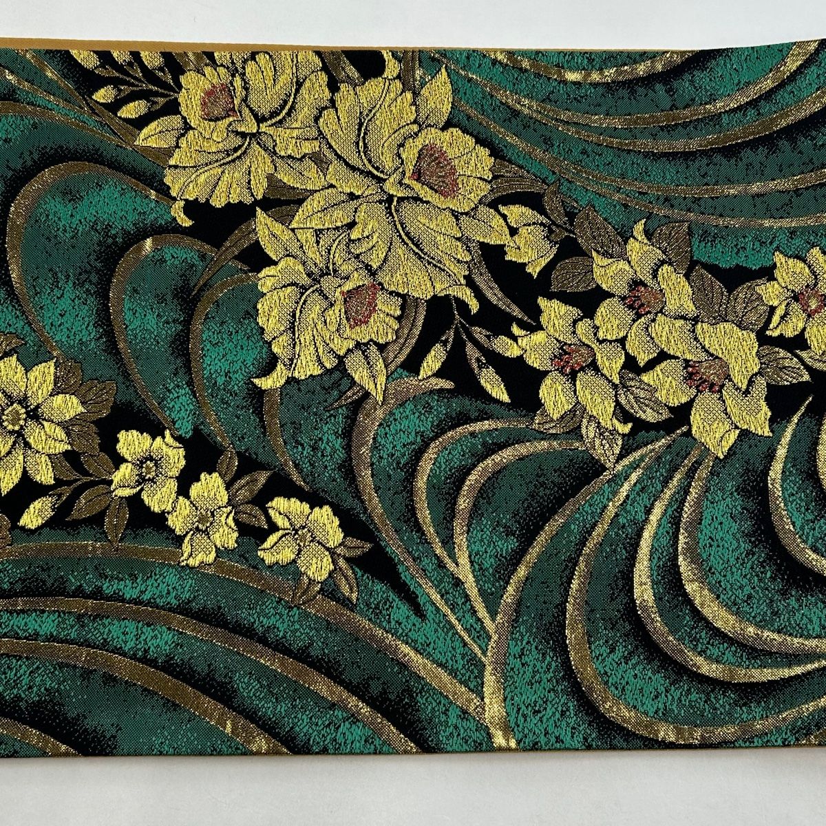 袋帯 美品 秀品 振袖向き 草花 金糸 箔 緑 六通 正絹 【中古】 - メルカリ