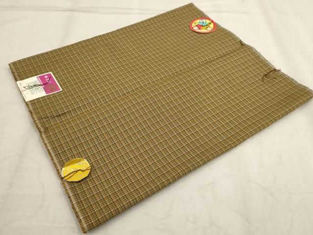 平和屋着物▽紬 反物 着尺 格子 正絹 逸品 未使用 AAAW6702iu
