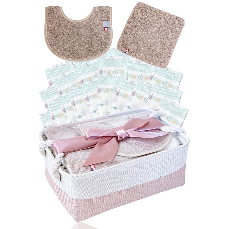 今治タオル whipwhip おむつケーキ 出産祝い 男の子 女の子 赤ちゃん ギフトセット (ピンク， M)