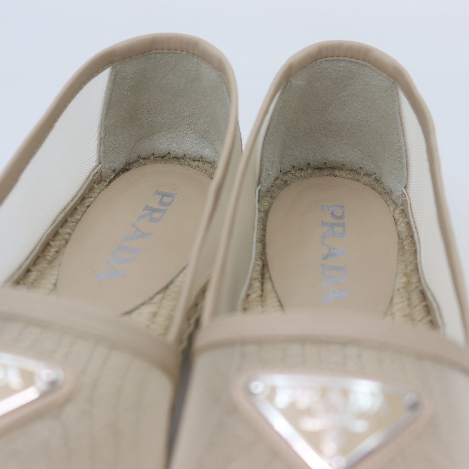 ITO1OPWIOOT2 美品 PRADA プラダ エスパドリーユ ナッパ メッシュ