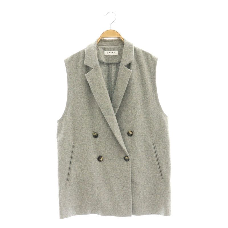 SACRA/サクラ/ライトメルトン ジレ/size38/ライトグレー/ベスト