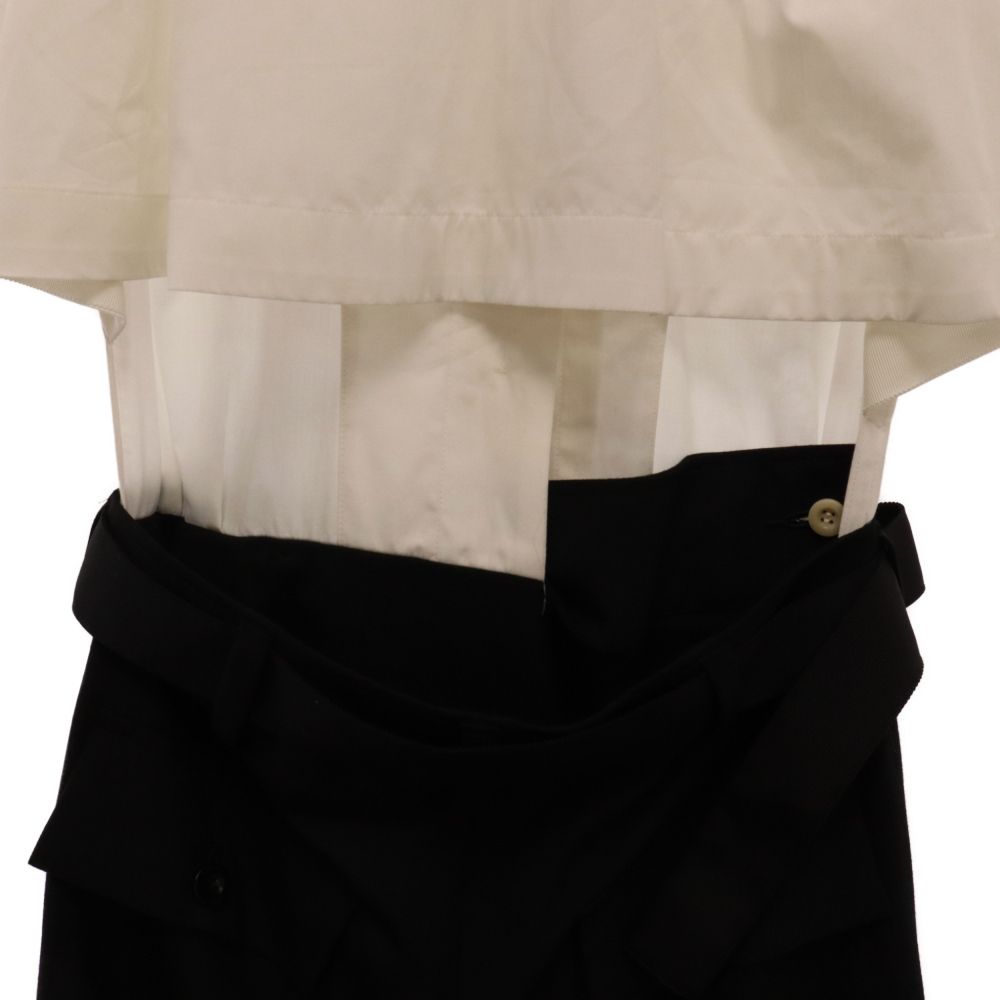 Sacai (サカイ) 22SS SUITING MIX DRESS スーティング ミックス スカートドッキングオールインワン ドレスワンピース  ホワイト/ブラック レディース 22-05898