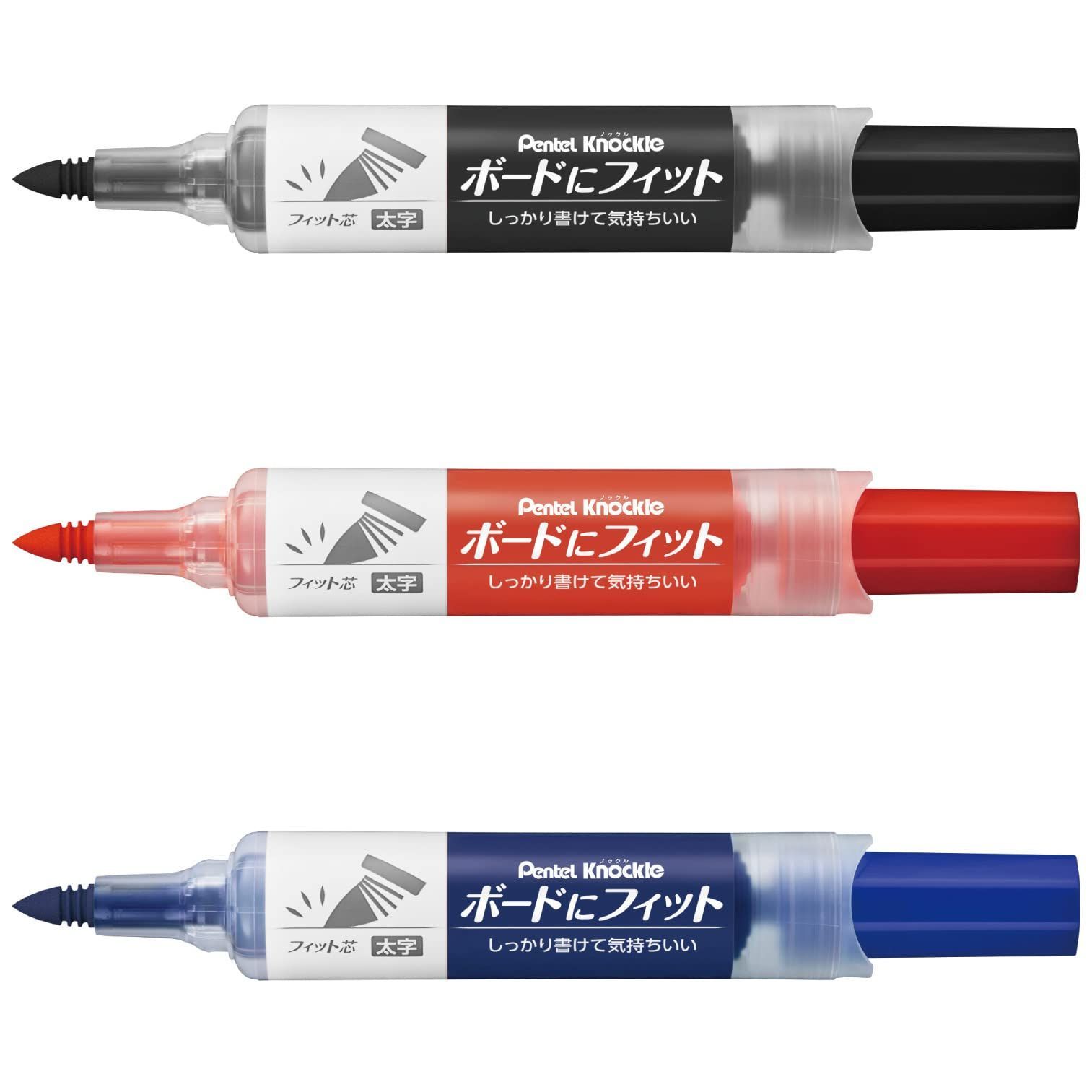 ボードにフィット ホワイトボードマーカー フィット芯太字 3色 ぺんてる EMWL5BF3AMZ