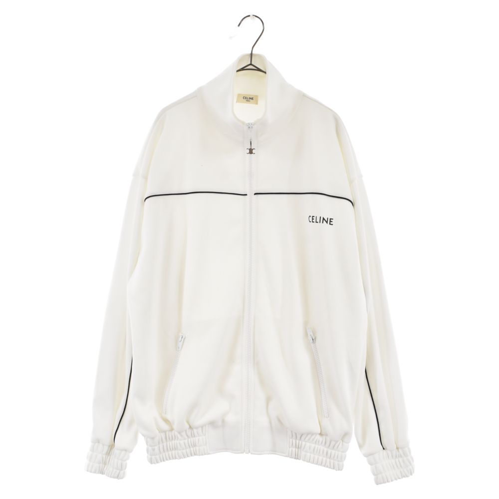 CELINE セリーヌ ジャケット 22SS 2Y654121O 国内正規品 ルーズスウェットダブルフェイス ジャージー ジップアップ トラックジャケット ホワイト系 S【美品】【中古】 CELINE (セリーヌ) 22SS ダブルフェイスジップアップトラック