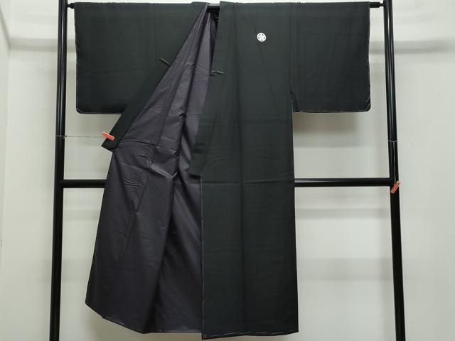 平和屋着物●男性 黒紋付 羽織セット 正絹 CAAZ0952vf