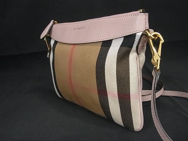 新品同様 バーバリー ノバ チェック キャンバス レザー トート バッグ