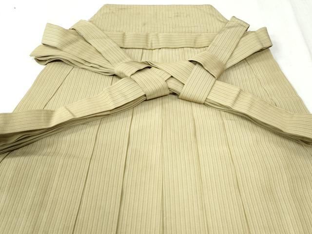 30回使用 平和屋着物●男性 馬乗り袴 縞 正絹 CAAW7905yc