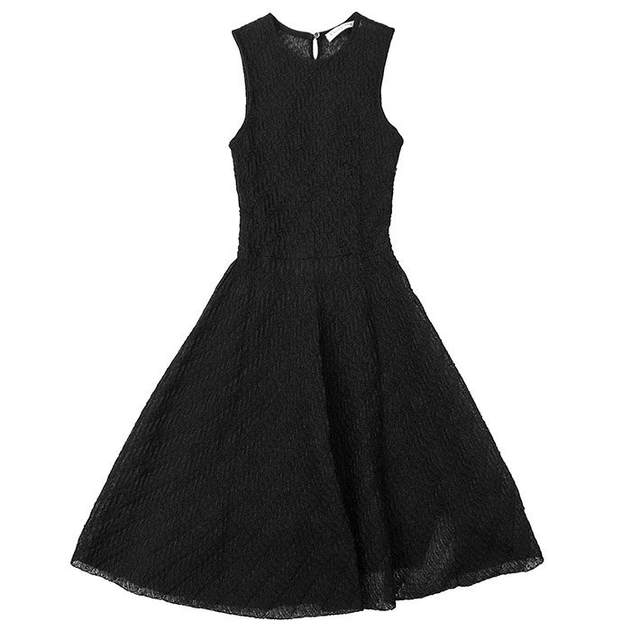 Christian Dior クリスチャン ディオール ワンピース ノースリーブ ロゴ ボタン 切替 フ 膝下丈 ラウンドネック ナイロン レーヨン ドレス レディース 36 ブラック 黒 イタリア製 29774 | 4E24621AM567
